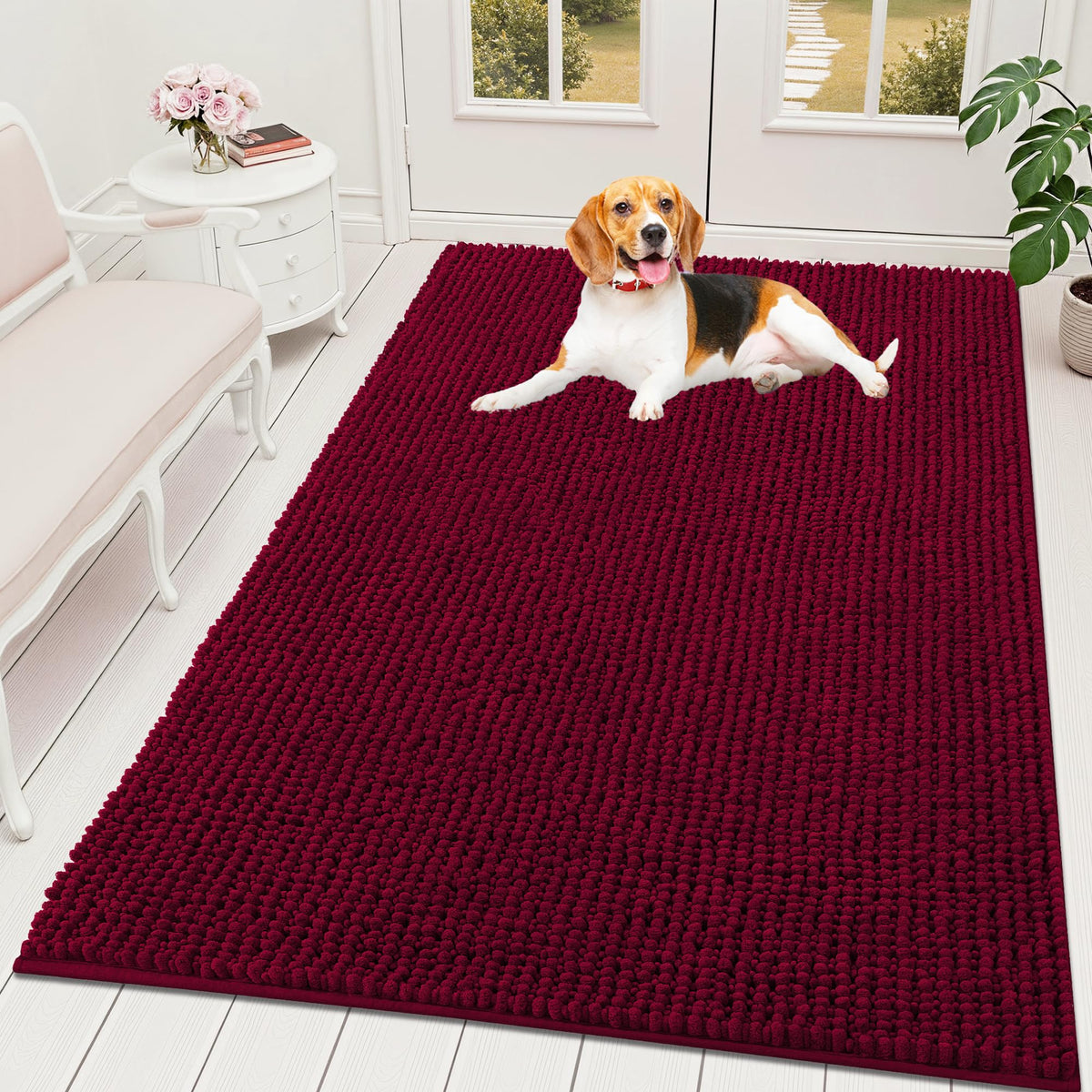 OLANLY Pet Bed Mat in 59" X 35", Burgundy
