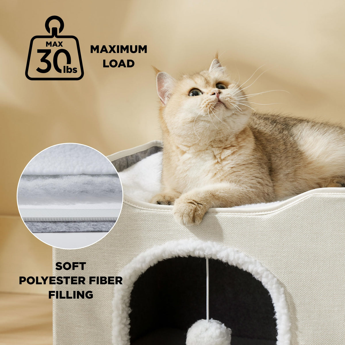 Bedsure Pet Activity Structure in Single, Ivory