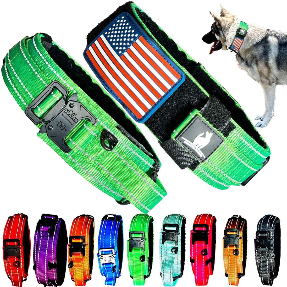 DEZIZEUSK9 Animal Collar in 16-25 INCH, NEONGREEN-COBVEL2