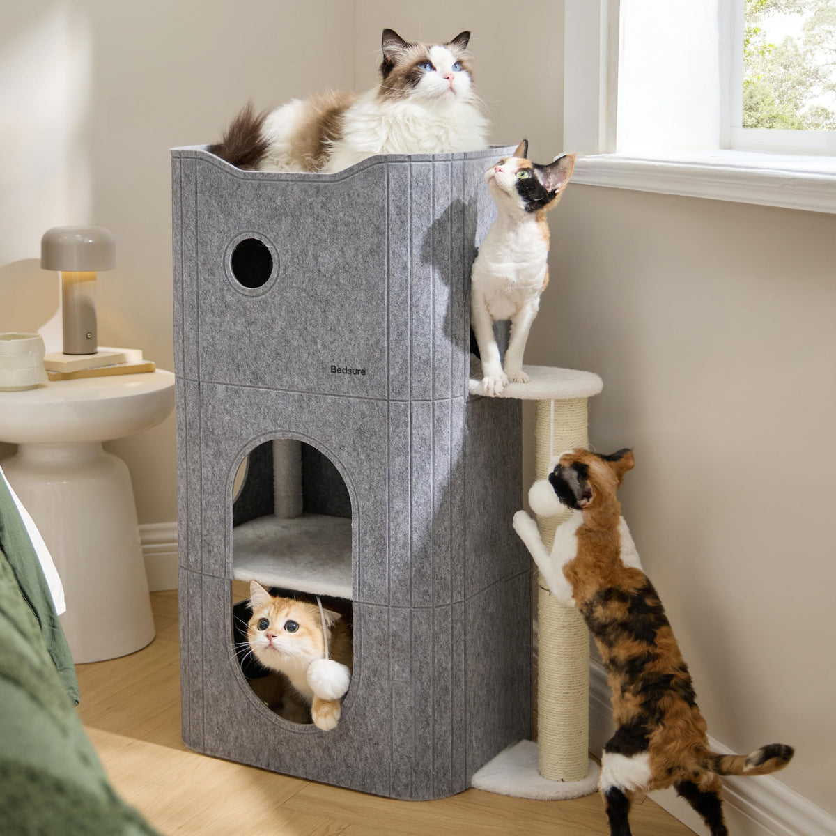 Bedsure Pet Activity Structure in 3-Level, Grey