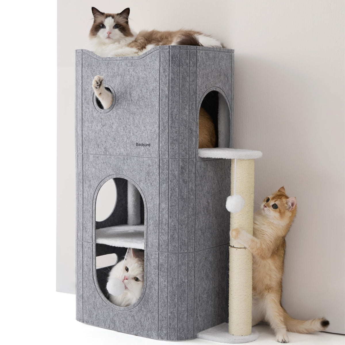Bedsure Pet Activity Structure in 3-Level, Grey