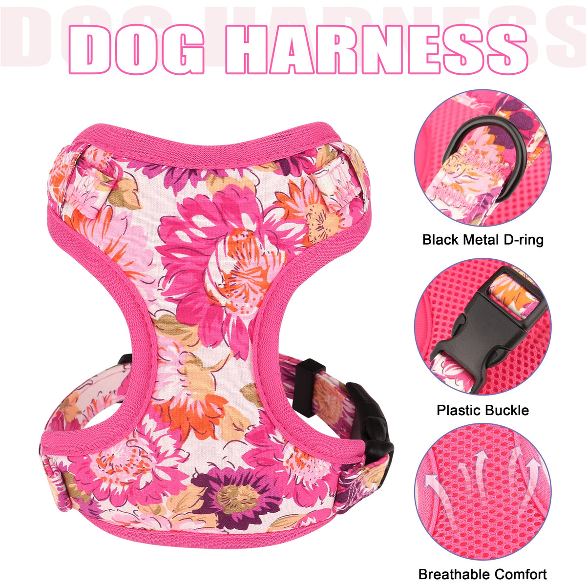 Beirui Animal Harness in XXS:Fit 2-6 lbs, Pink-2