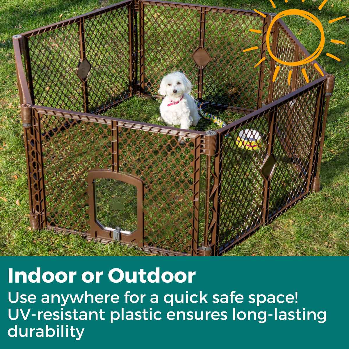 MYPET Pet Playpen in 2-Panel Extension, Espresso