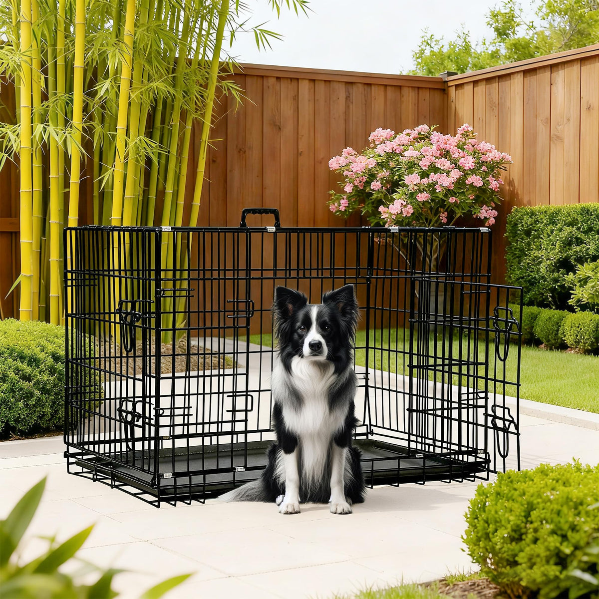 FDW Animal Cage in 42.0"L x 24.0"W x 26.0"H, Dark Black
