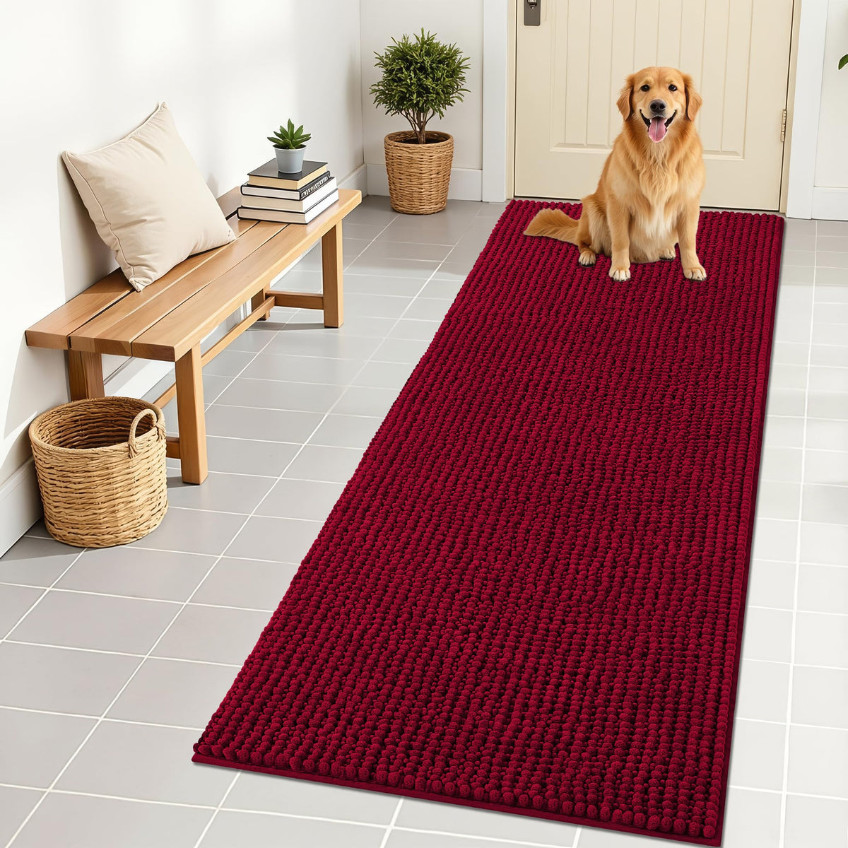 OLANLY Pet Bed Mat in 70" X 24", Burgundy