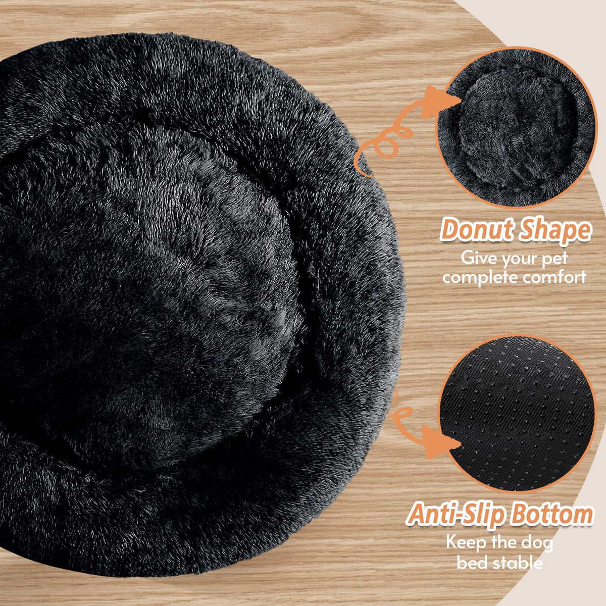 JOLLYVOGUE Pet Bed Mat in 27", Pure Black