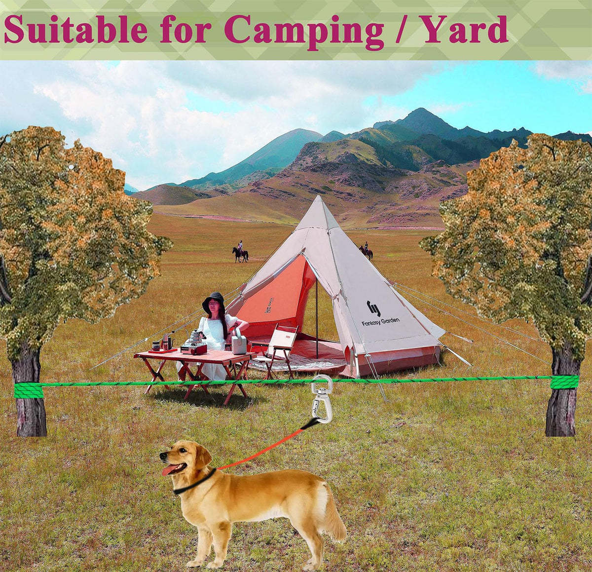 SIAELT Leash in 50Ft, Green for 2dogs