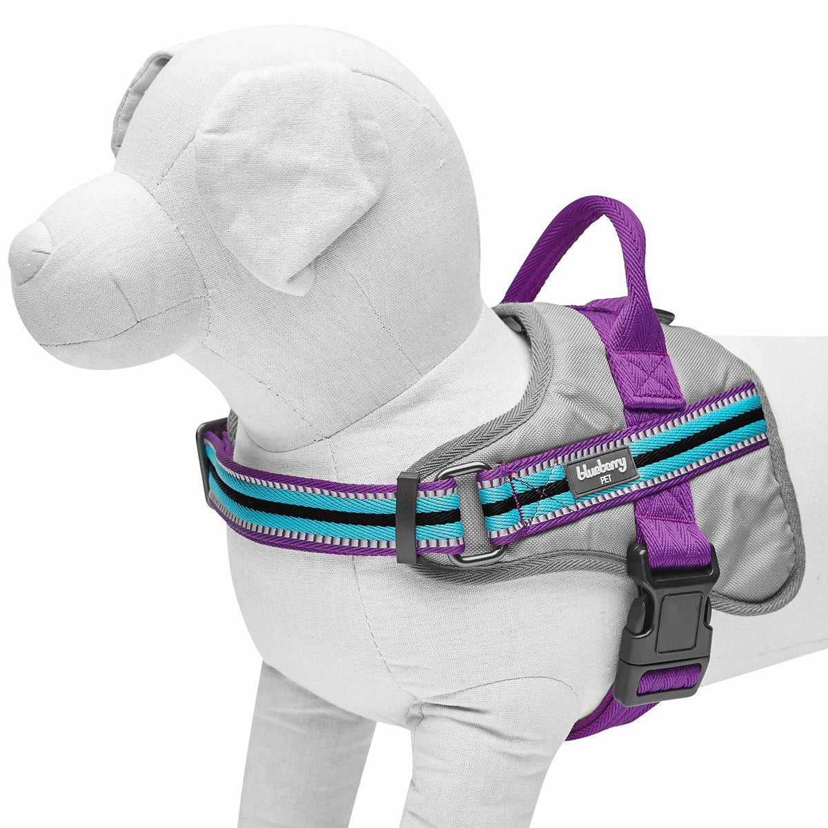 Blueberry Pet Animal Harness in Medium, Blue-gray and Olive