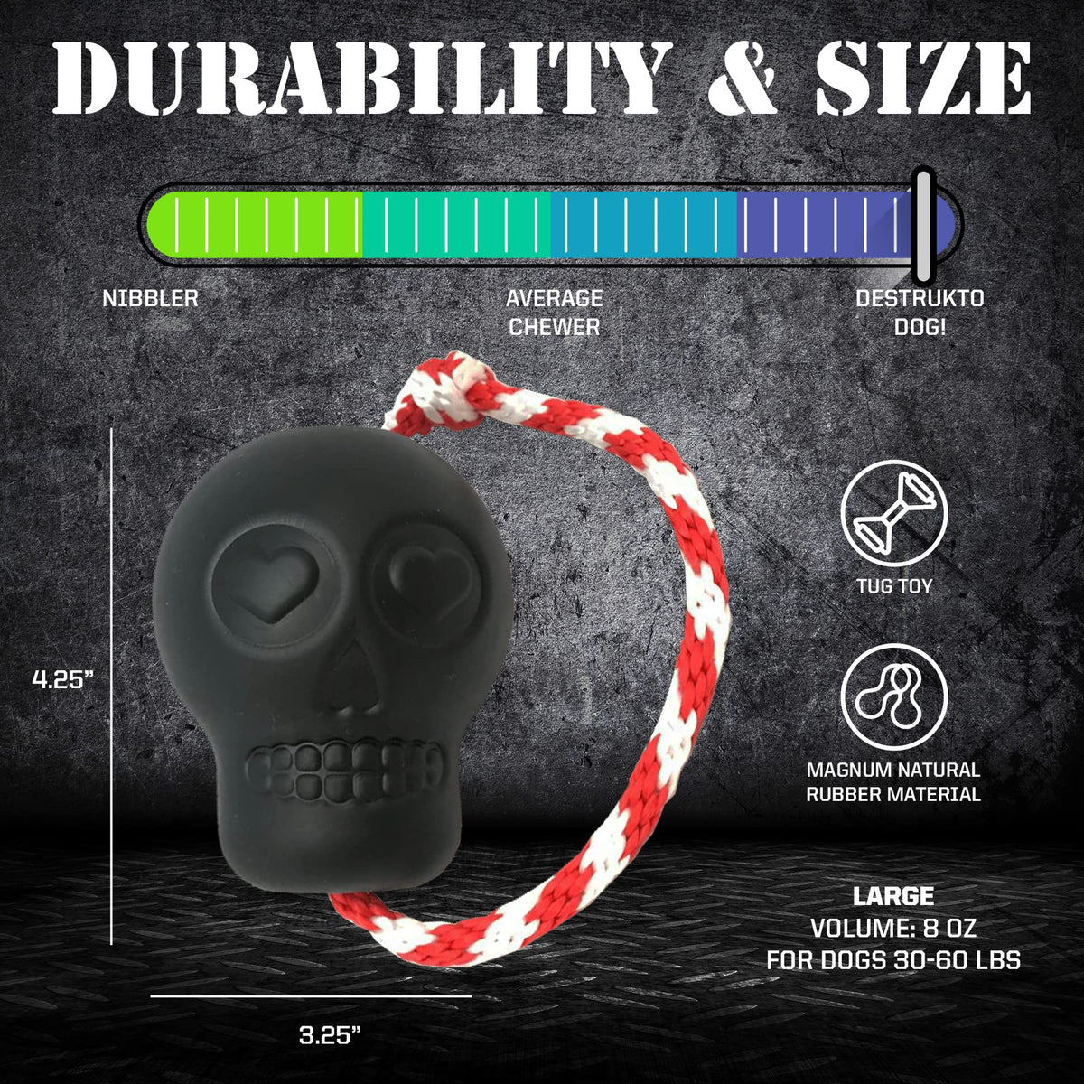 SodaPup Pet Toy in Large, Skull Black