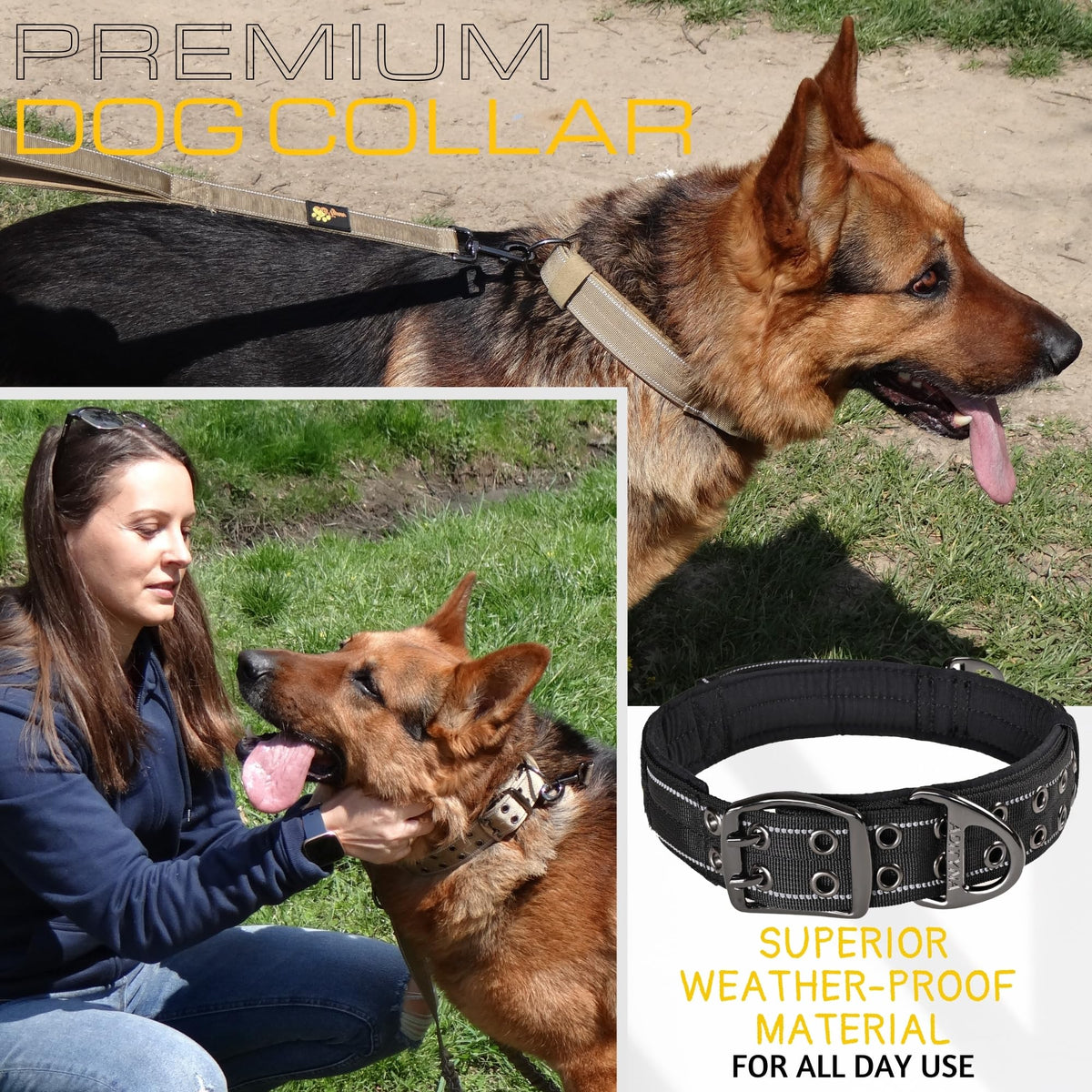 ADITYNA Animal Collar in Extra-Large: Fit 24-30" Neck, Black