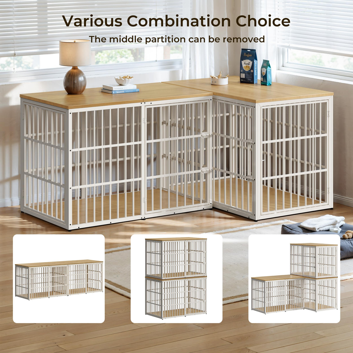 Lyromix Animal Cage in 53.9"L x 31.9"W x 37.2"H, Natural Beech