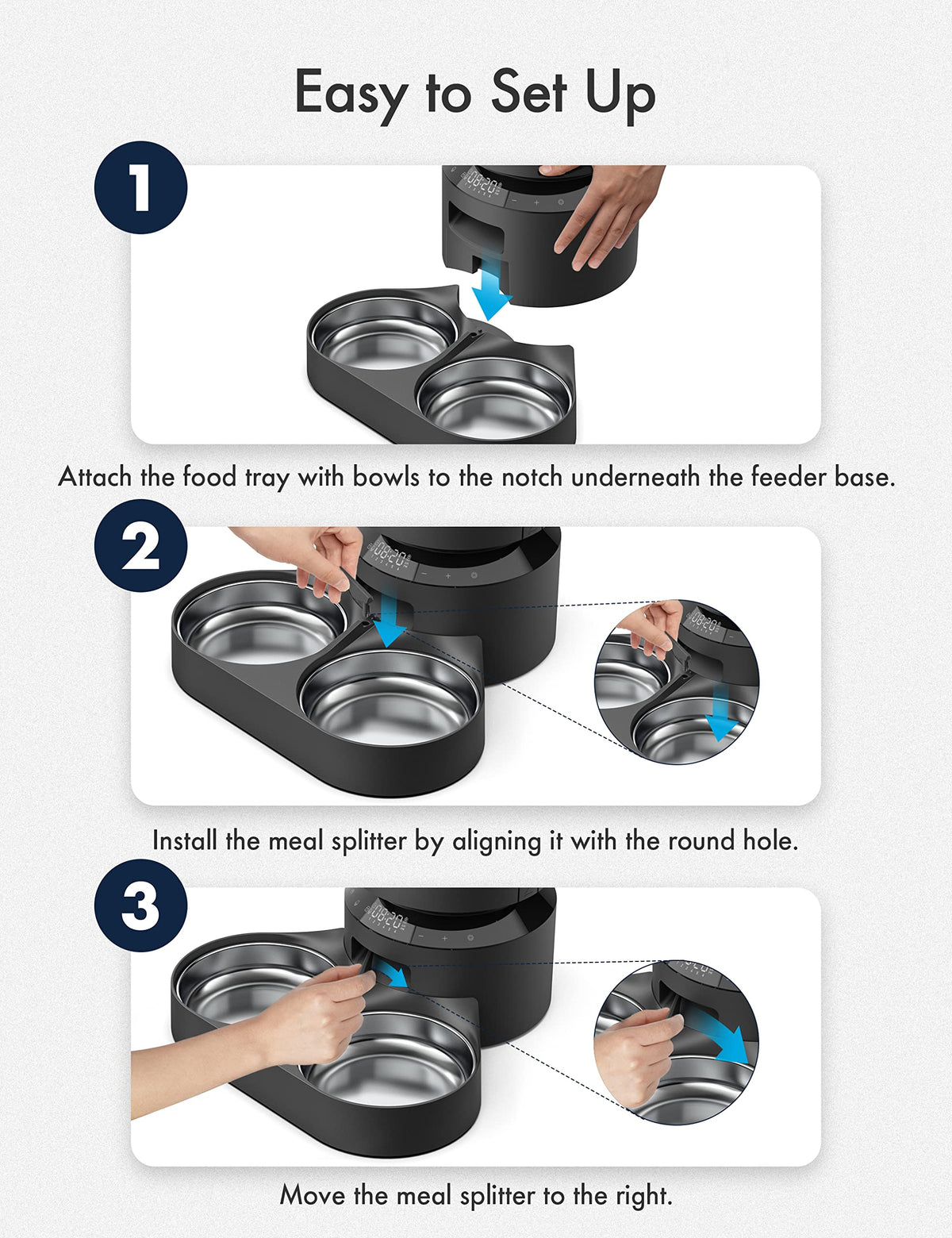 PETLIBRO Pet Feeder in Dual Tray, Black