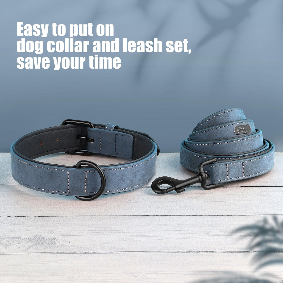 Didog Animal Collar in M: Fit Neck 11-14"(10-20 lbs), Blue Set