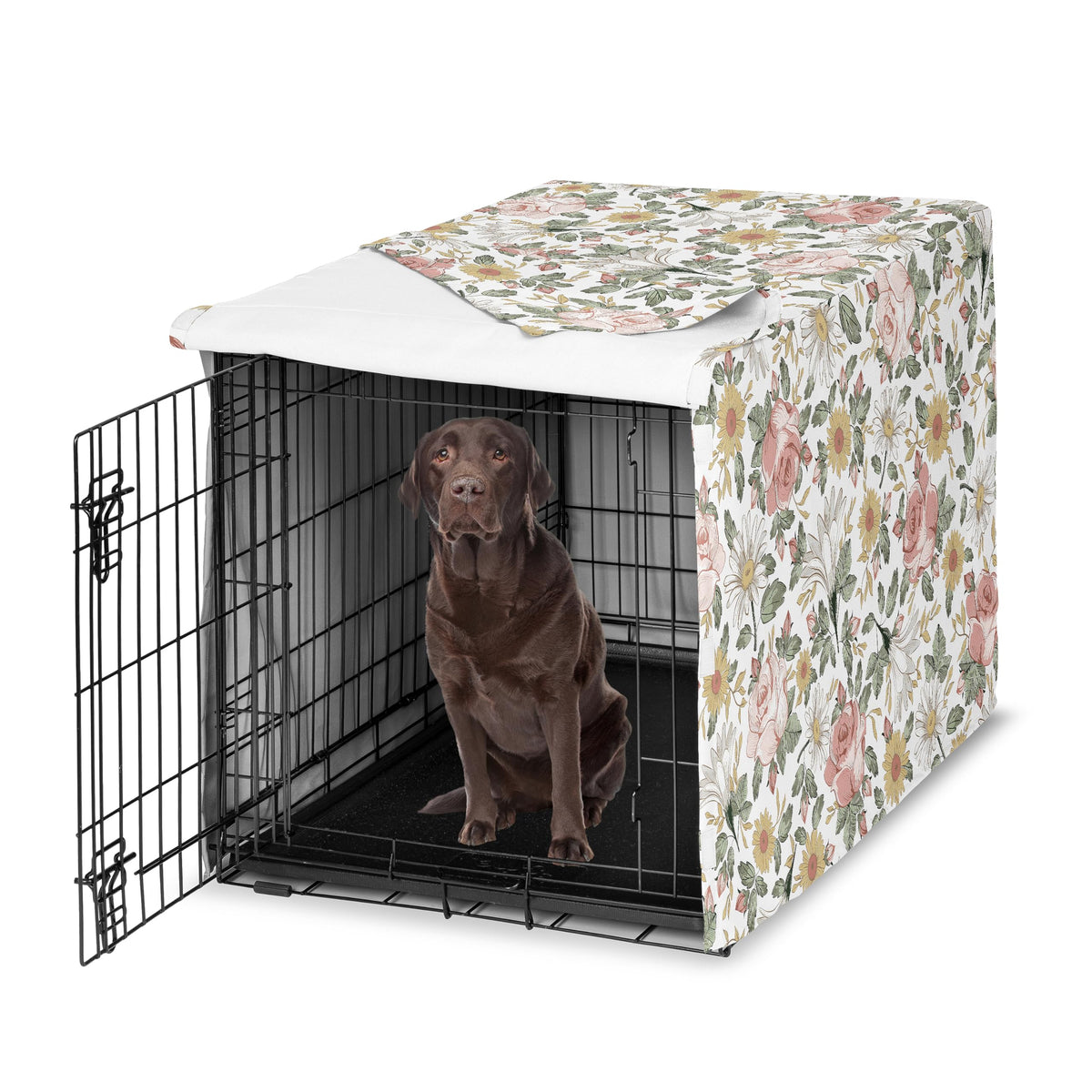 Sweet Jojo Designs Animal Cage in 42.0"L x 30.0"W x 28.5"H, Vintage Floral Pink and Green