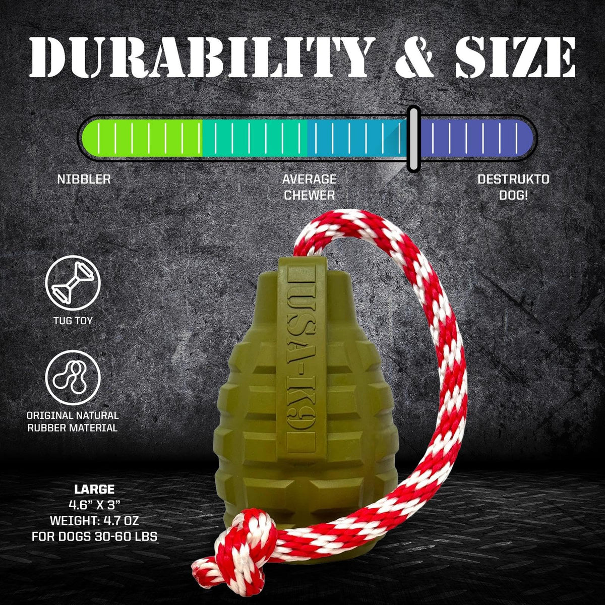 SodaPup Pet Toy in Large, Green Grenade