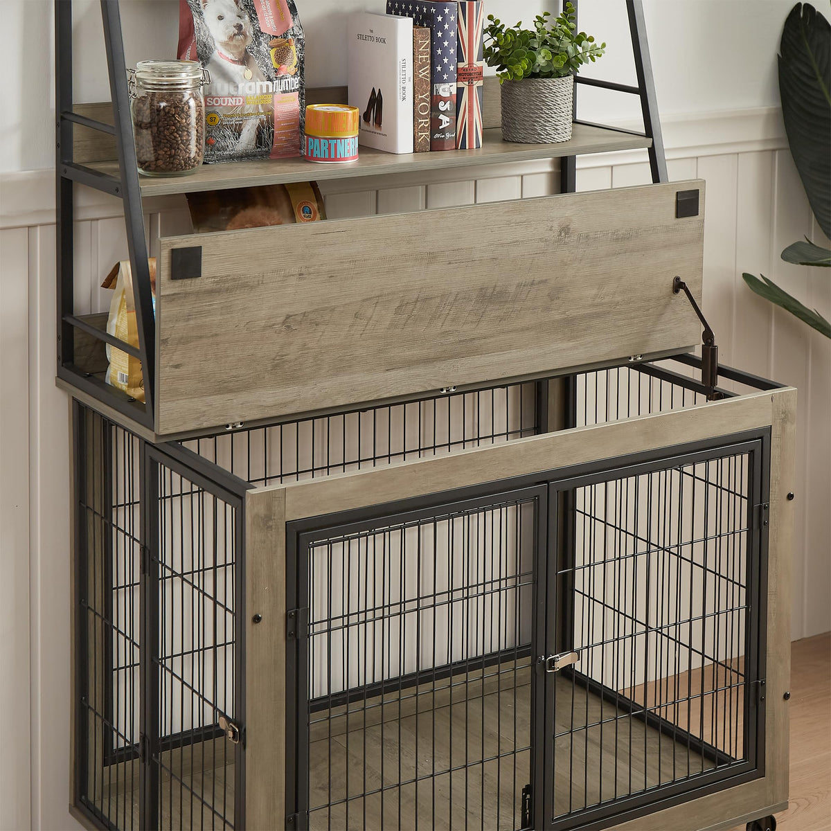 NicBex Animal Cage in 38.6"L x 25.2"W x 56.9"H, Grey