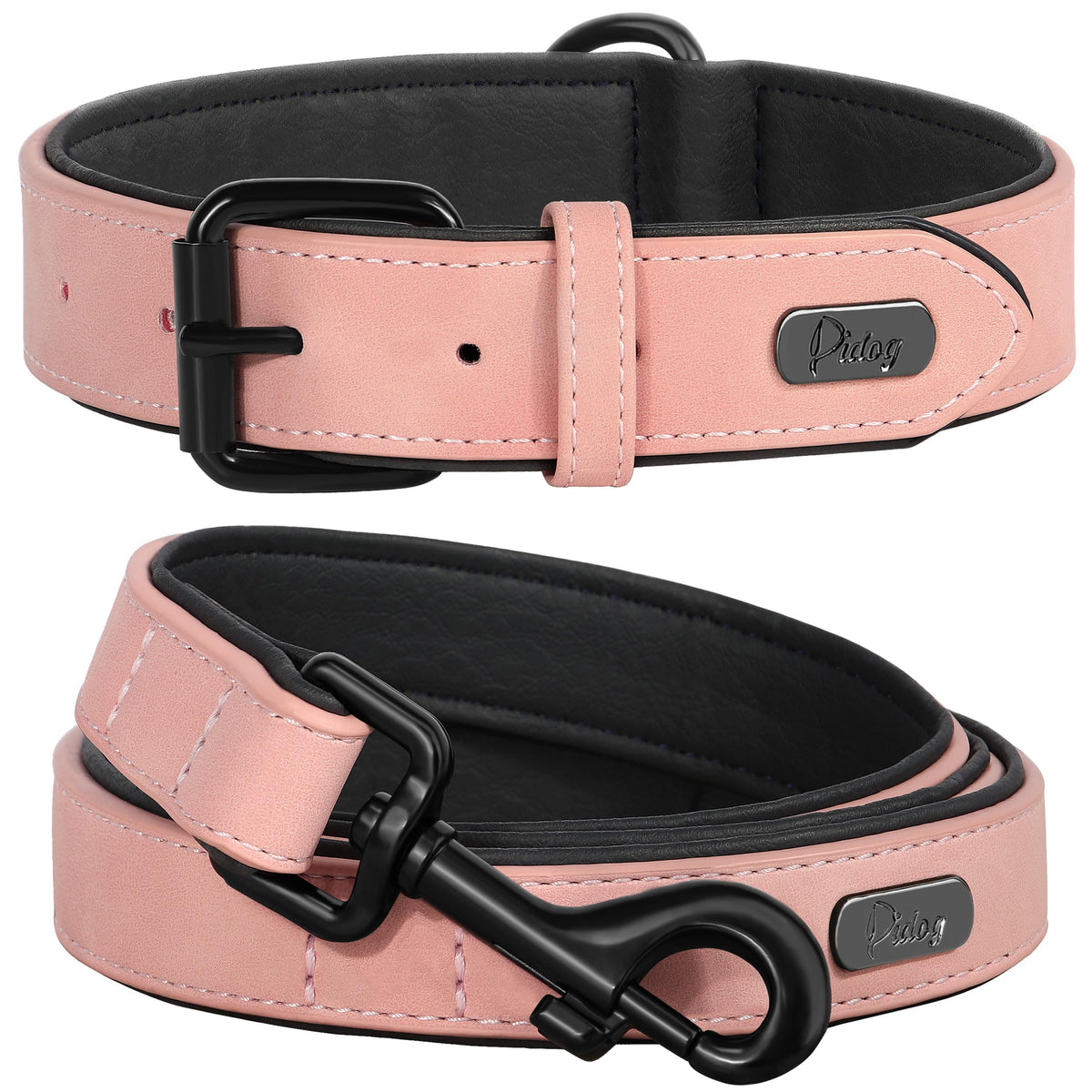 Didog Animal Collar in M: Fit Neck 11-14"(10-20 lbs), Pink Set