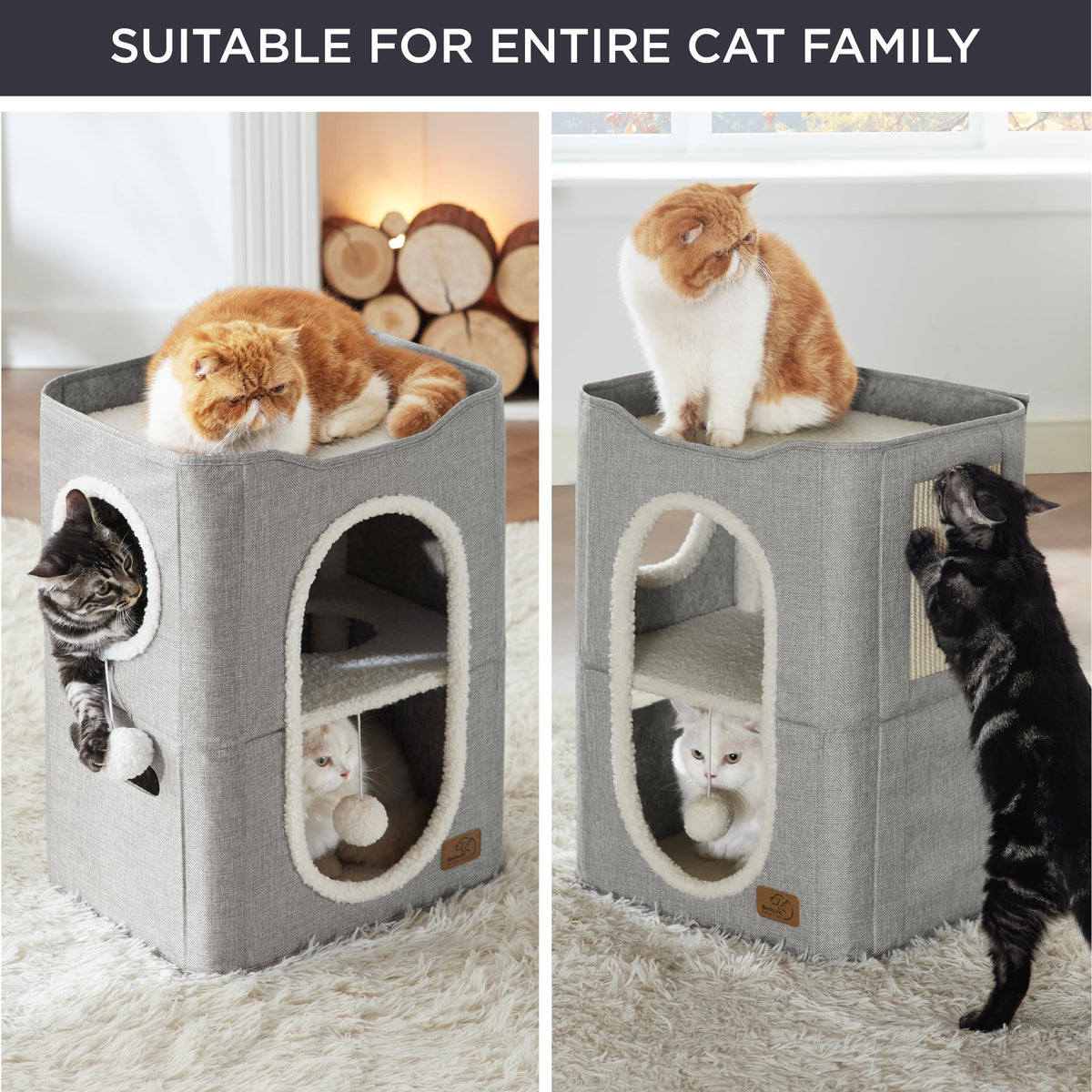 Bedsure Pet Activity Structure in Double, Grey