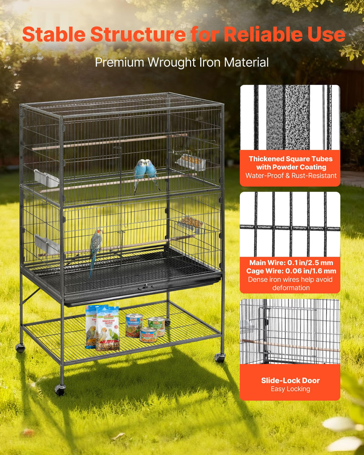 VEVOR Animal Cage in 36.6"L x 22.8"W x 59.5"H, Black