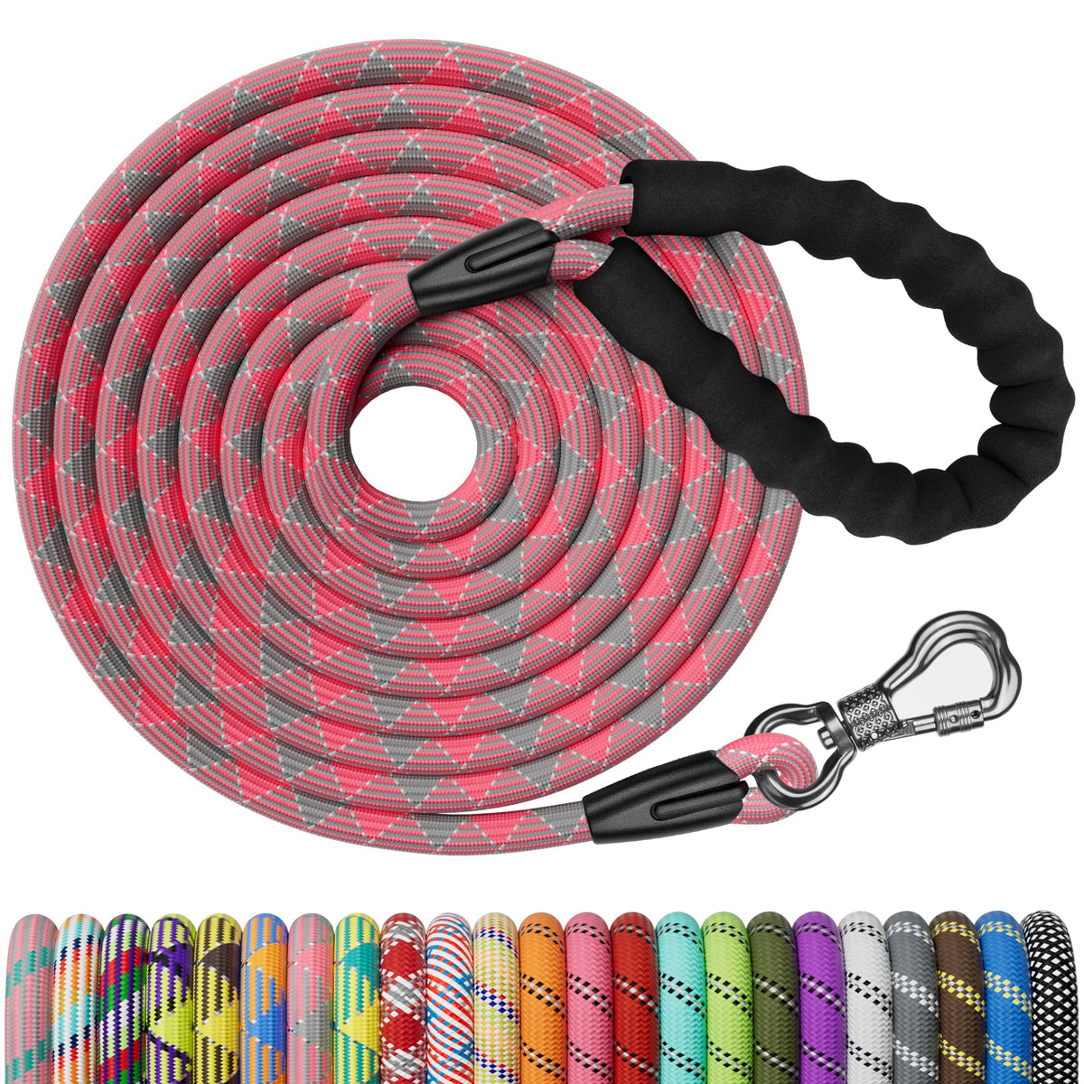 NTR Leash in 15ft*1/3", Pink/Grey