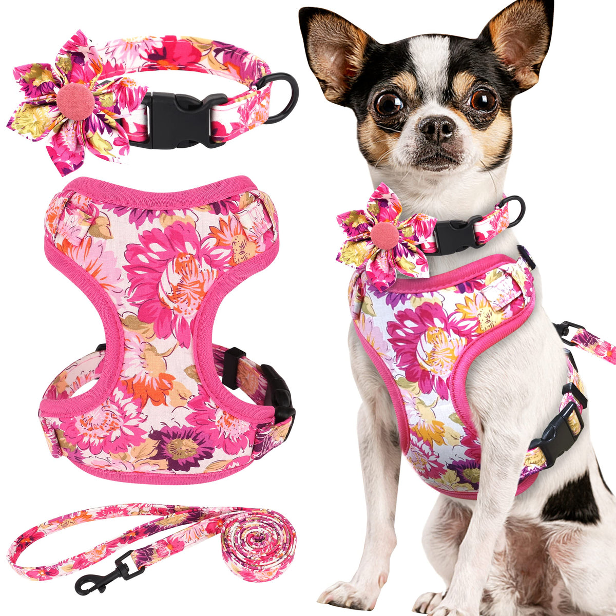 Beirui Animal Harness in XXS:Fit 2-6 lbs, Pink-2