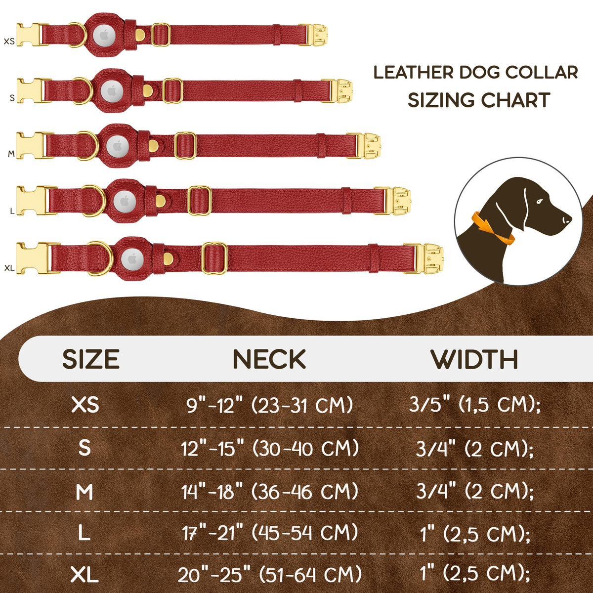 BUDKAS Animal Collar in XS, 9"-12" Neck Fit, Red