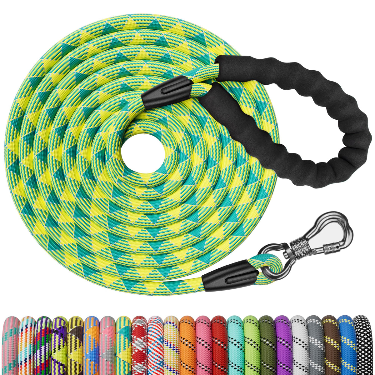 NTR Leash in 15ft*1/3", Teal/Yellow