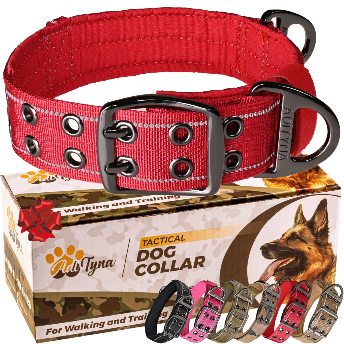 ADITYNA Animal Collar in Extra-Large: Fit 24-30" Neck, Red