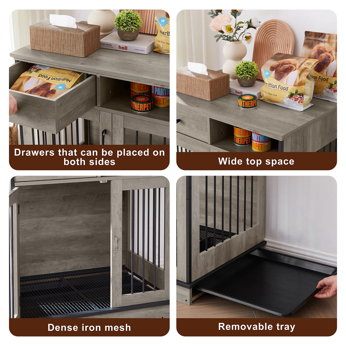NicBex Animal Cage in 32.3"L x 22.8"W x 33.5"H, Grey