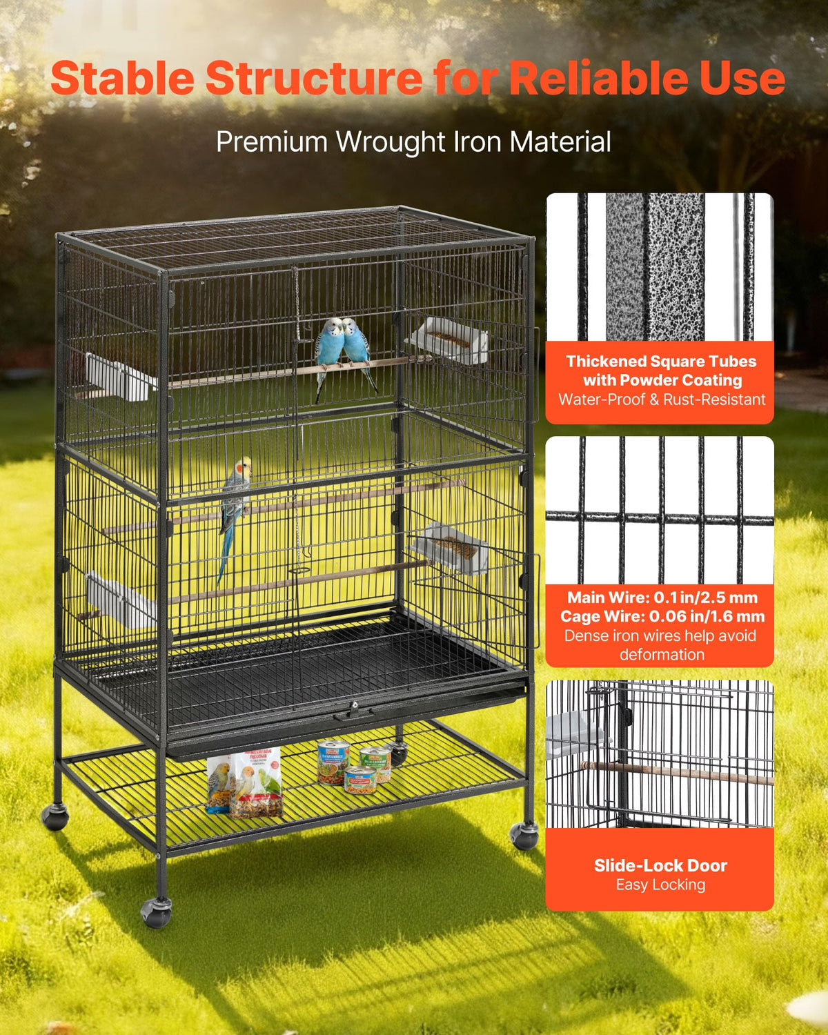 VEVOR Animal Cage in 31.5"L x 20.5"W x 52.0"H, Black