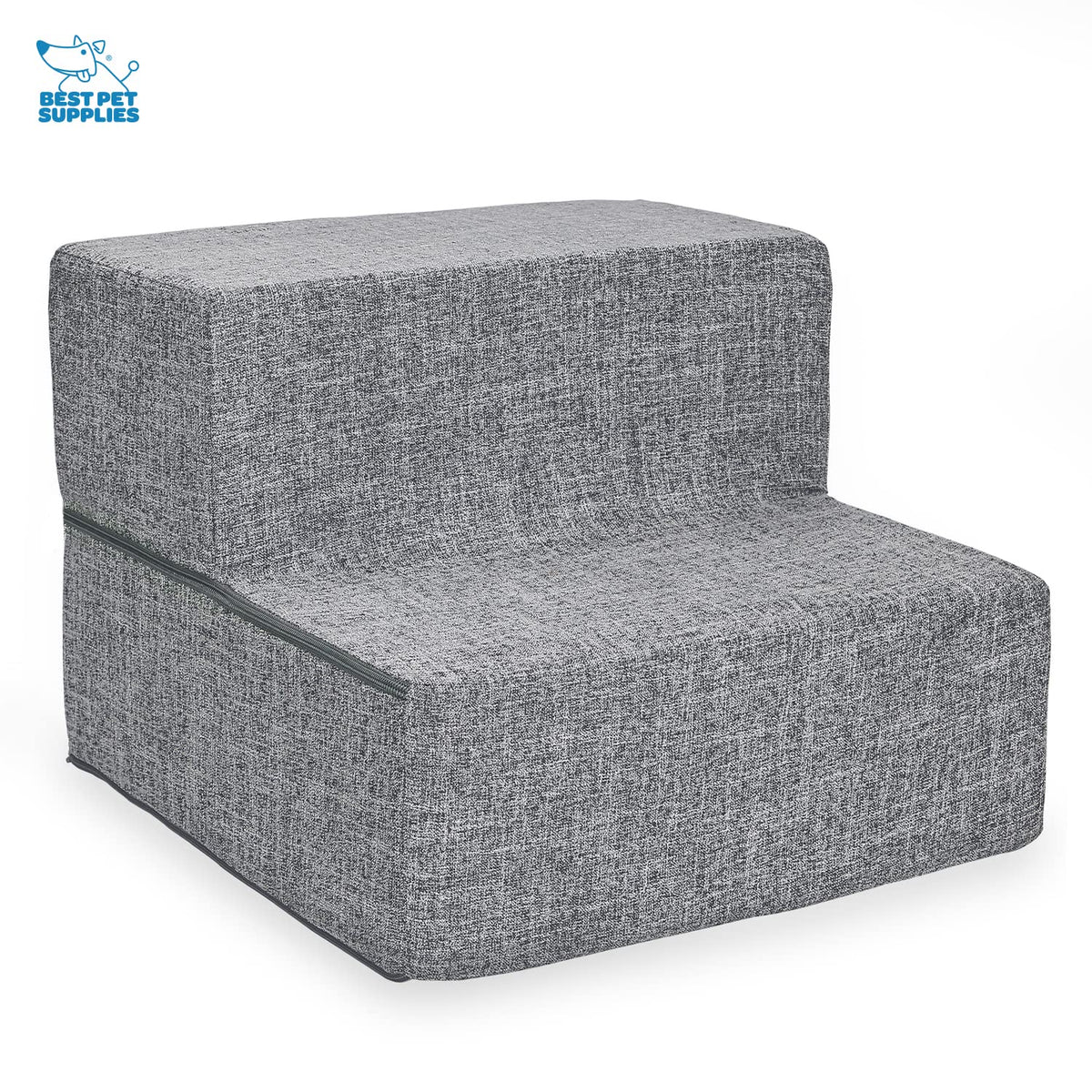 Best Pet Supplies Animal Stair in H: 12 Inches (Foldable), Ash Gray Linen