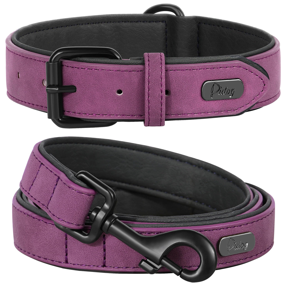 Didog Animal Collar in M: Fit Neck 11-14"(10-20 lbs), Purple Set