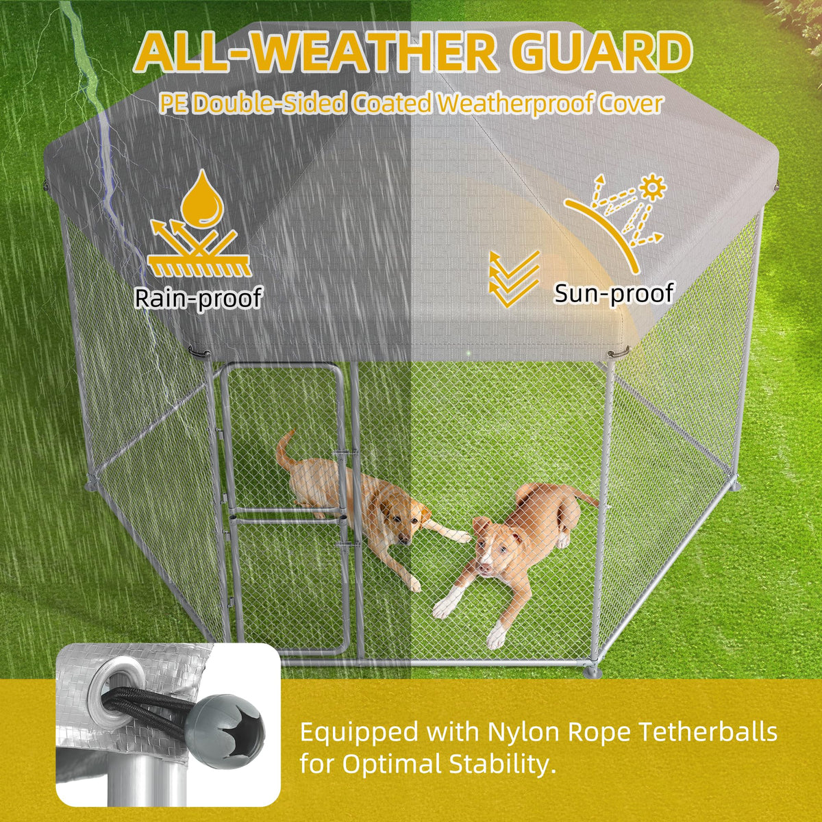 DWVO Animal Cage in 9.8 × 8.2 × 6.2 FT, Silver