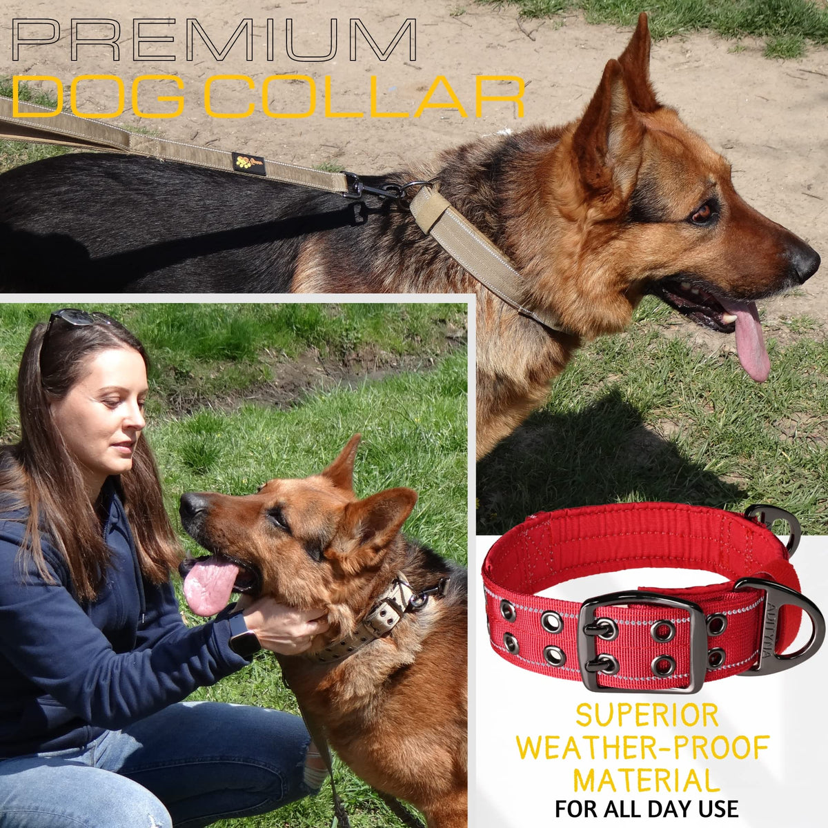 ADITYNA Animal Collar in Extra-Large: Fit 24-30" Neck, Red