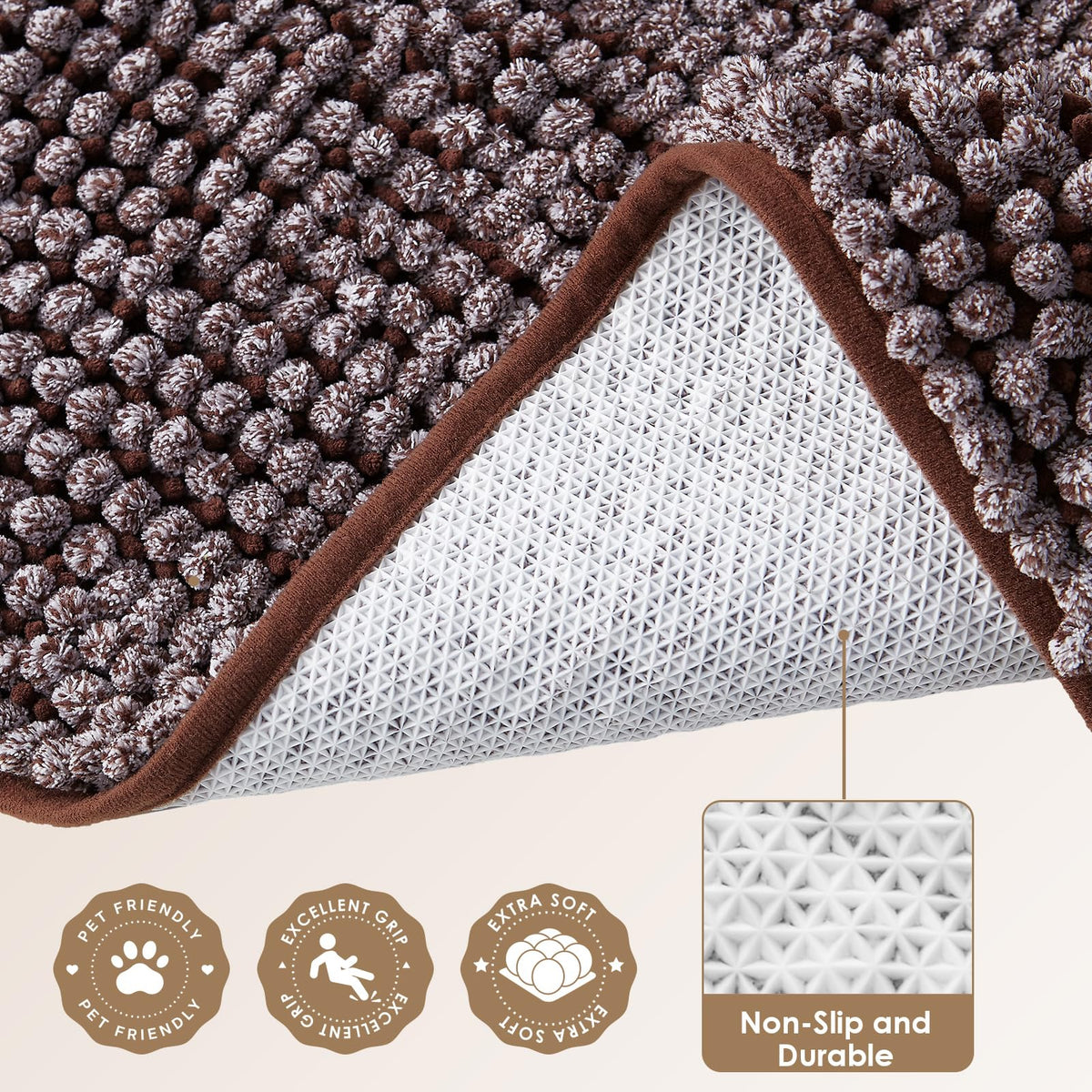 EHEYCIGA Pet Bed Mat in 24x16inch, Brown