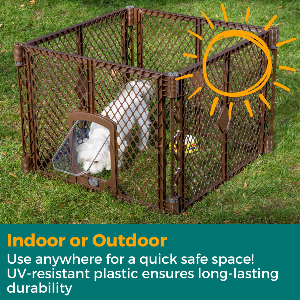 MYPET Pet Playpen in 4-Panel, Brown