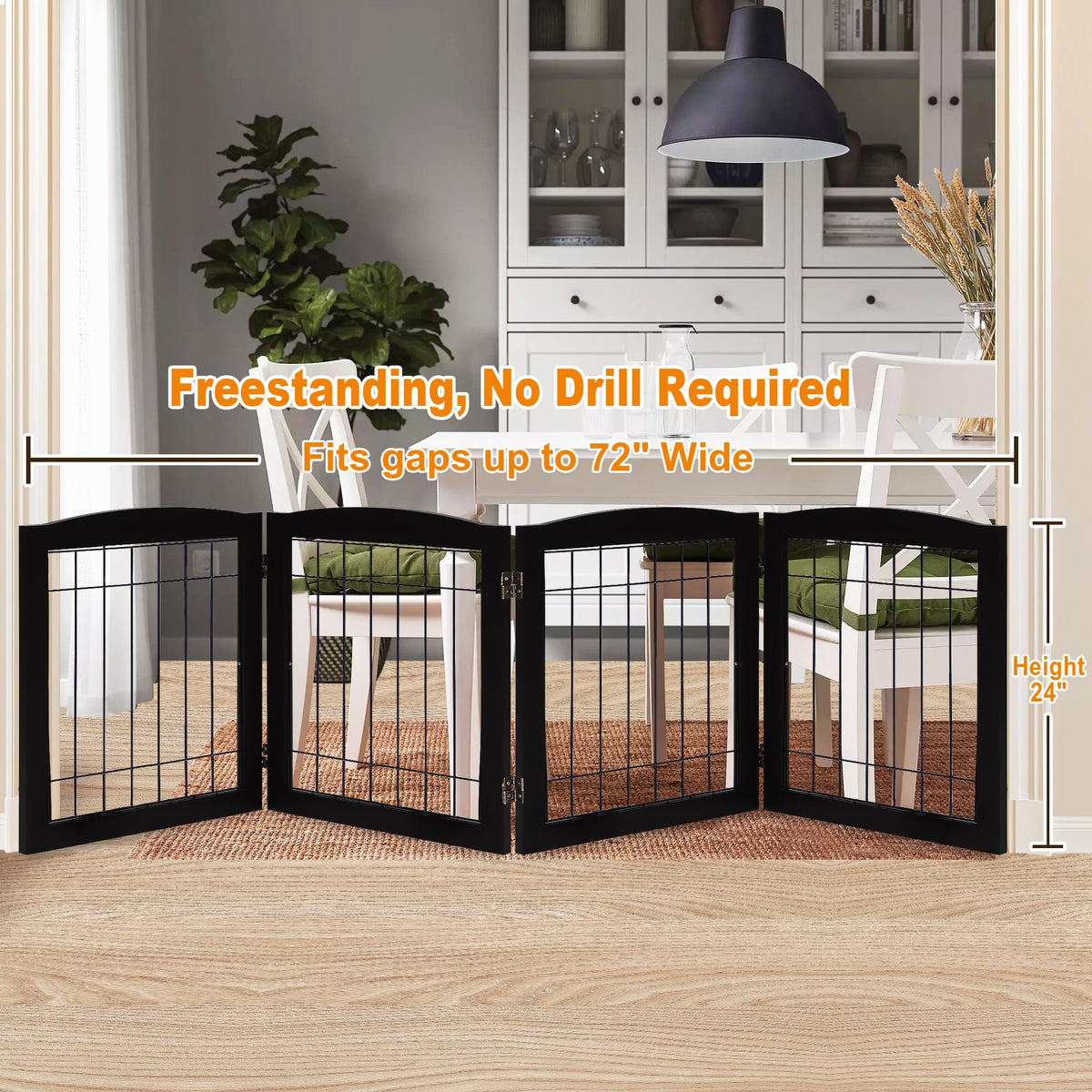 LZRS Temporary Gate in 24"Height-4 Panel, Black