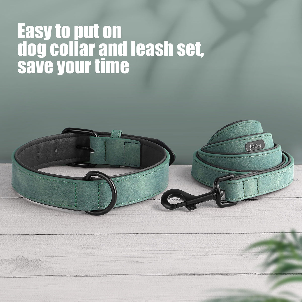 Didog Animal Collar in L: Fit Neck 14-18"(22-44 lbs), Green Set