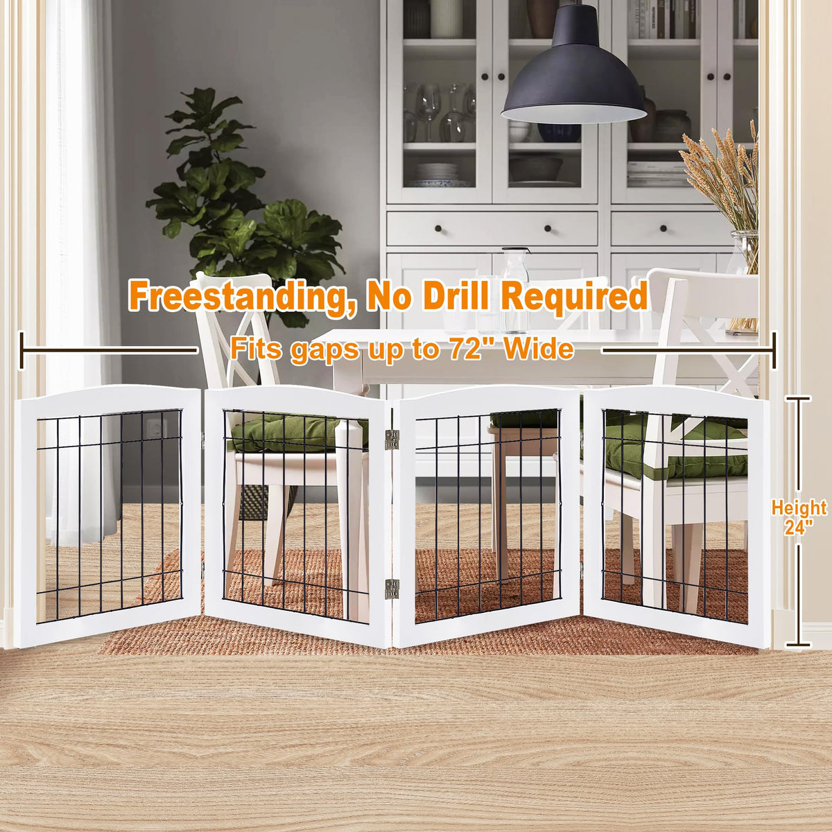LZRS Temporary Gate in 24"Height-4 Panel, White