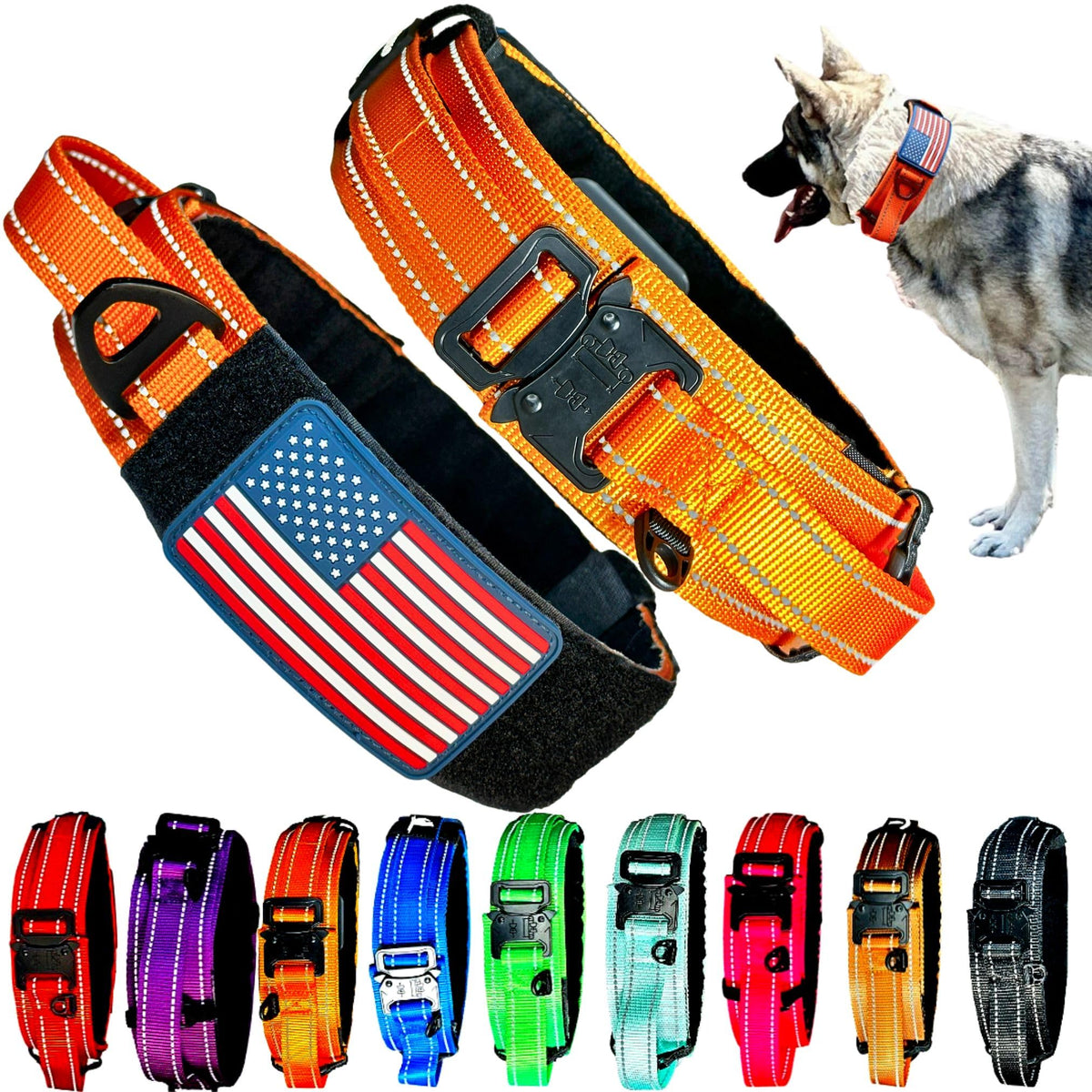 DEZIZEUSK9 Animal Collar in 16-25 INCH, ORANGE-COBVEL2
