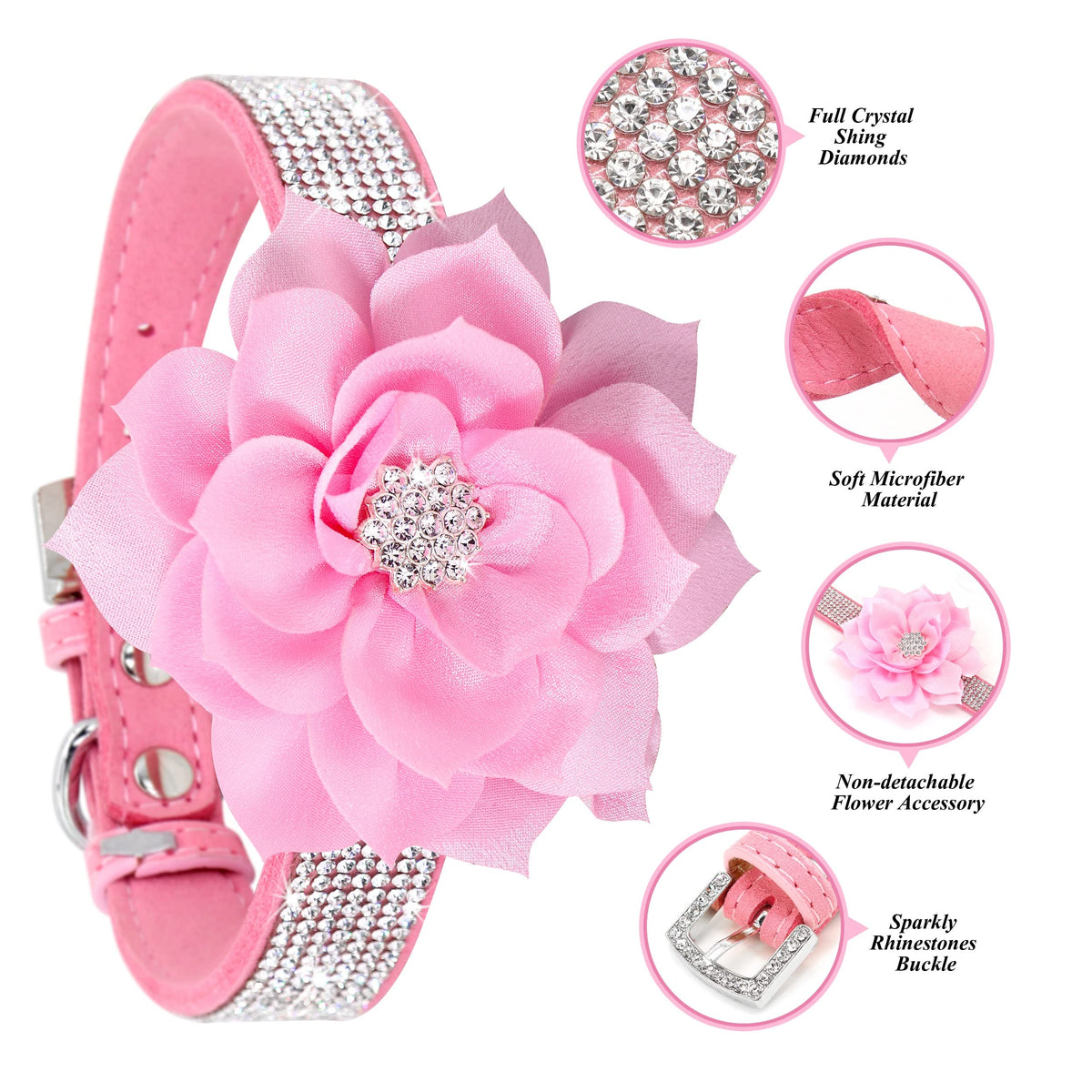 PET ARTIST Animal Collar in XS:Neck 7.5-10"(3-7 lbs), Pink Set