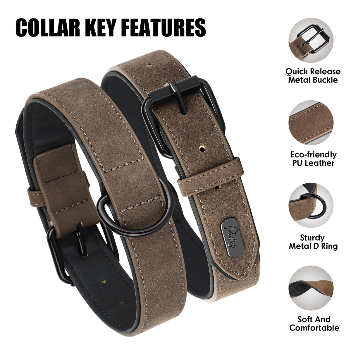 Didog Animal Collar in M: Fit Neck 11-14"(10-20 lbs), Brown