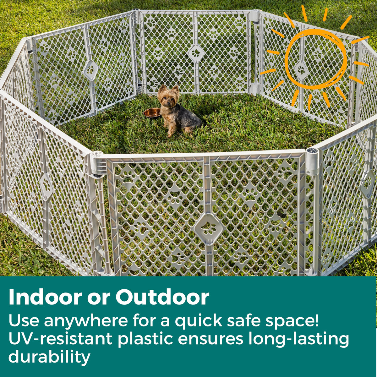 MYPET Pet Playpen in 2-Panel Extension, Light Gray
