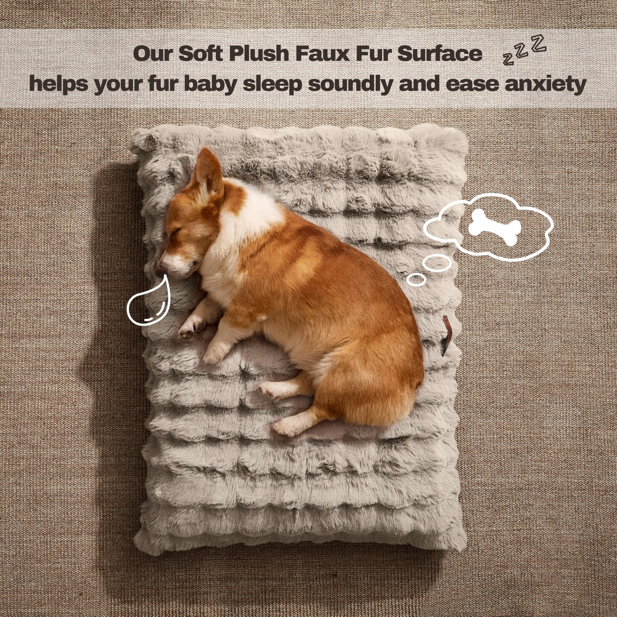 WDCOZY Pet Bed Mat in Medium（29"x21"), Fluffy-Beige