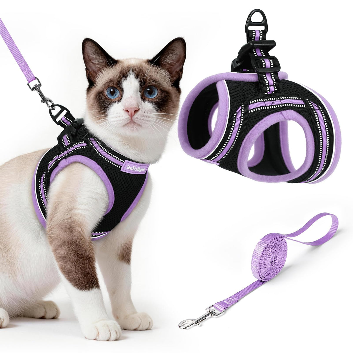 rabbitgoo Animal Harness in L, Black-Light Purple