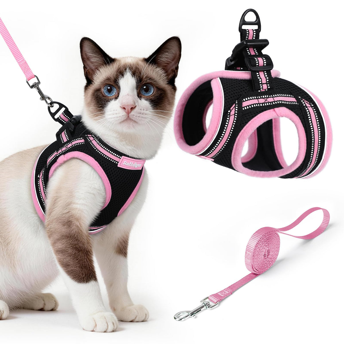rabbitgoo Animal Harness in L, Black & Pink