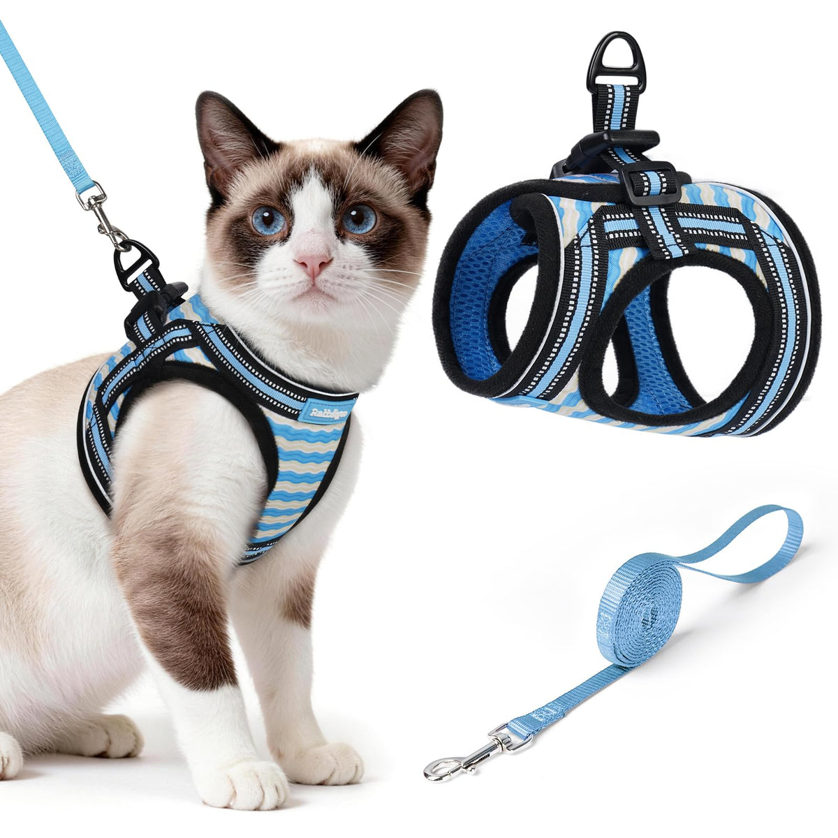 rabbitgoo Animal Harness in L, Blue Wave