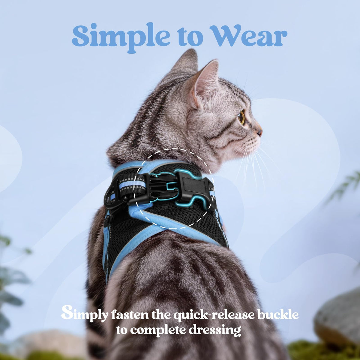 rabbitgoo Animal Harness in M, Black & Light Blue