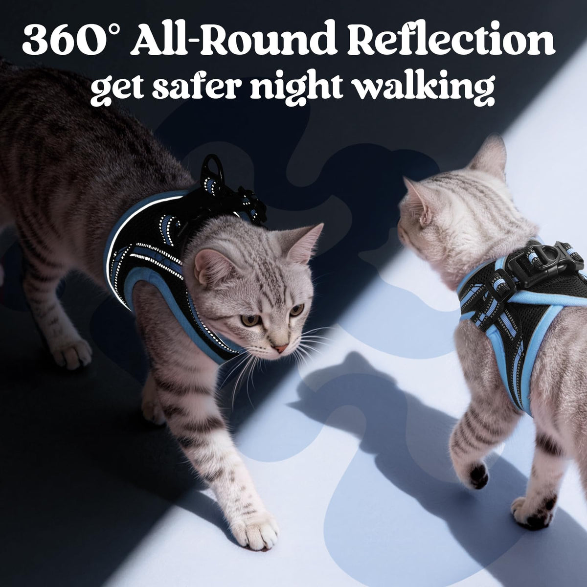 rabbitgoo Animal Harness in M, Black & Light Blue