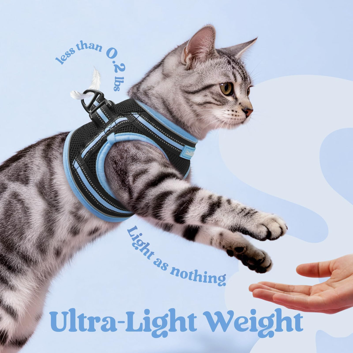 rabbitgoo Animal Harness in M, Black & Light Blue